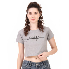 Women's Cotton Blend Typography Print Crop T-Shirt